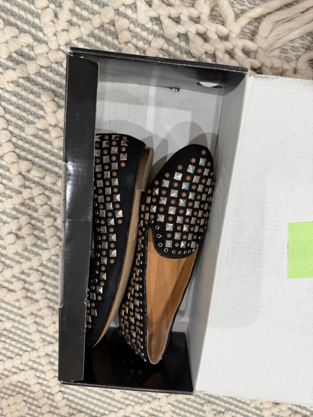 J.Crew Addie Beaded Loafers Black Leather Studded Flats 6